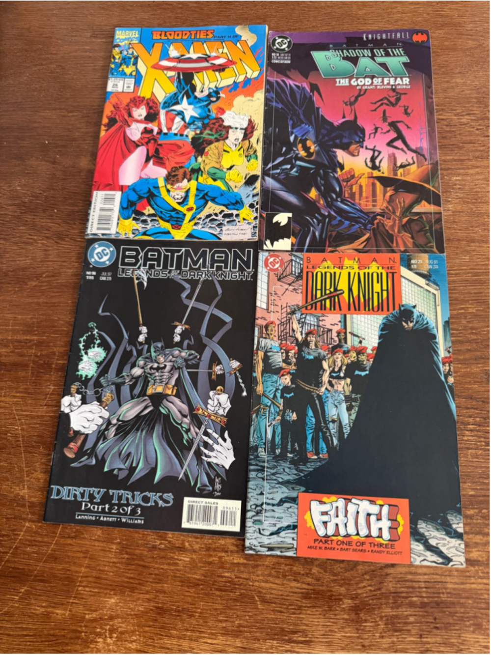 Batman X-Men Comic Lot of 4 Knightfall Shadow Bat #18 X-Men #26 DC Marvel